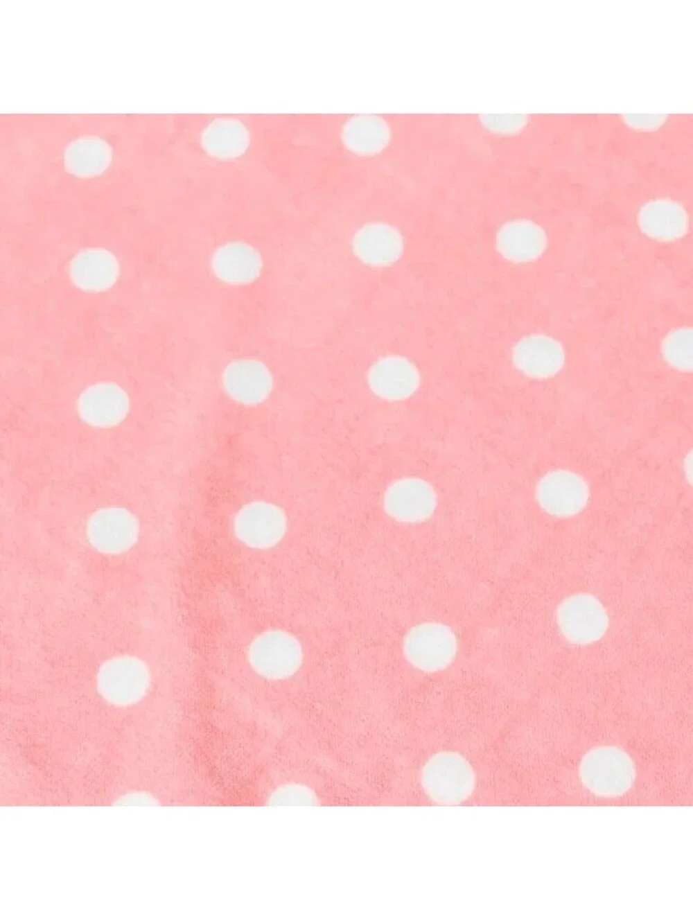 BEACH BUNNY PINK & WHITE POLKA DOT BEACH TOWEL WITH AQUA BLUE RUFFLE SATIN TRIM